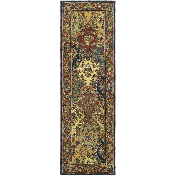 Burgundy Multi 2'3 x 8' Safavieh Heritage Collection HG911A Handmade Traditional Oriental Premium Wool Runner Burgundy Multi 2'3 x 8' Safavieh Heritage Collection HG911A Handmade Traditional Oriental Premium Wool Runner